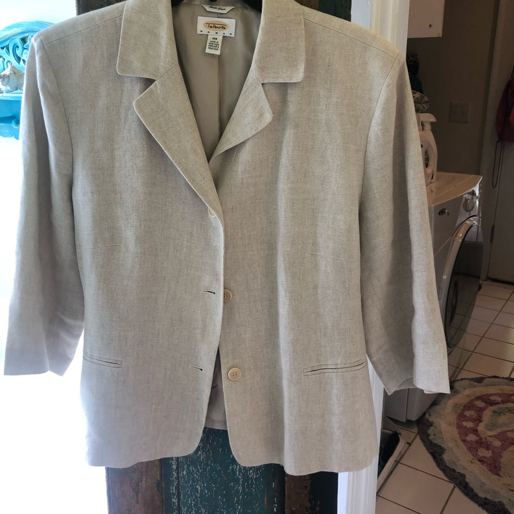 Talbots Light Beige Linen Blazer